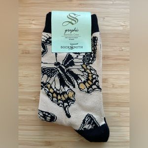 Never worn, new with tags, cute butterfly print Bamboo Crew socks.